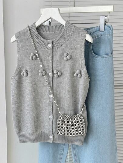 SHEIN Tween Girl Single-Breasted Casual Versatile Daily Wear Cardigan