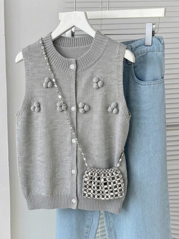 SHEIN Tween Girl Single-Breasted Casual Versatile Daily Wear Cardigan