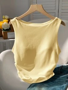 Comfortcana 休閒簡約黃色女款背心 - 黃色 - 查看 4