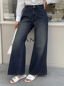 Dazy Tall Women's Casual Streetwear Versatile Everyday Denim Jeans With Pockets And Buttons Summer Dark Grey - Dark Wash - View 5