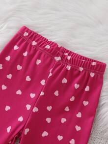2pcs/Set Young Girls Pajamas Cute Princess Print Long Sleeve Long Pants Knit Snug Fit Sleepwear Loungewear Set - Pink - View 7