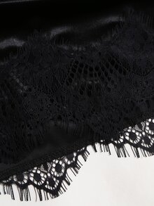 Sweetra Y2K Patchwork Eyelash Trim Commuter Casual Elegant Versatile Slimming Party Skirt - Black - View 6