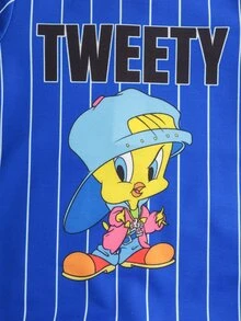 LOONEY TUNES X SHEIN Jumpsuit Kasual Lengan Panjang Leher Bulat untuk Bayi Laki-laki - MultiWarna - View 4