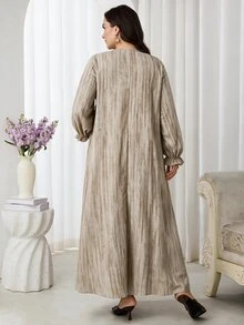 Al Najma Plus Size Women's Arabian Dress - Apricot - View 2