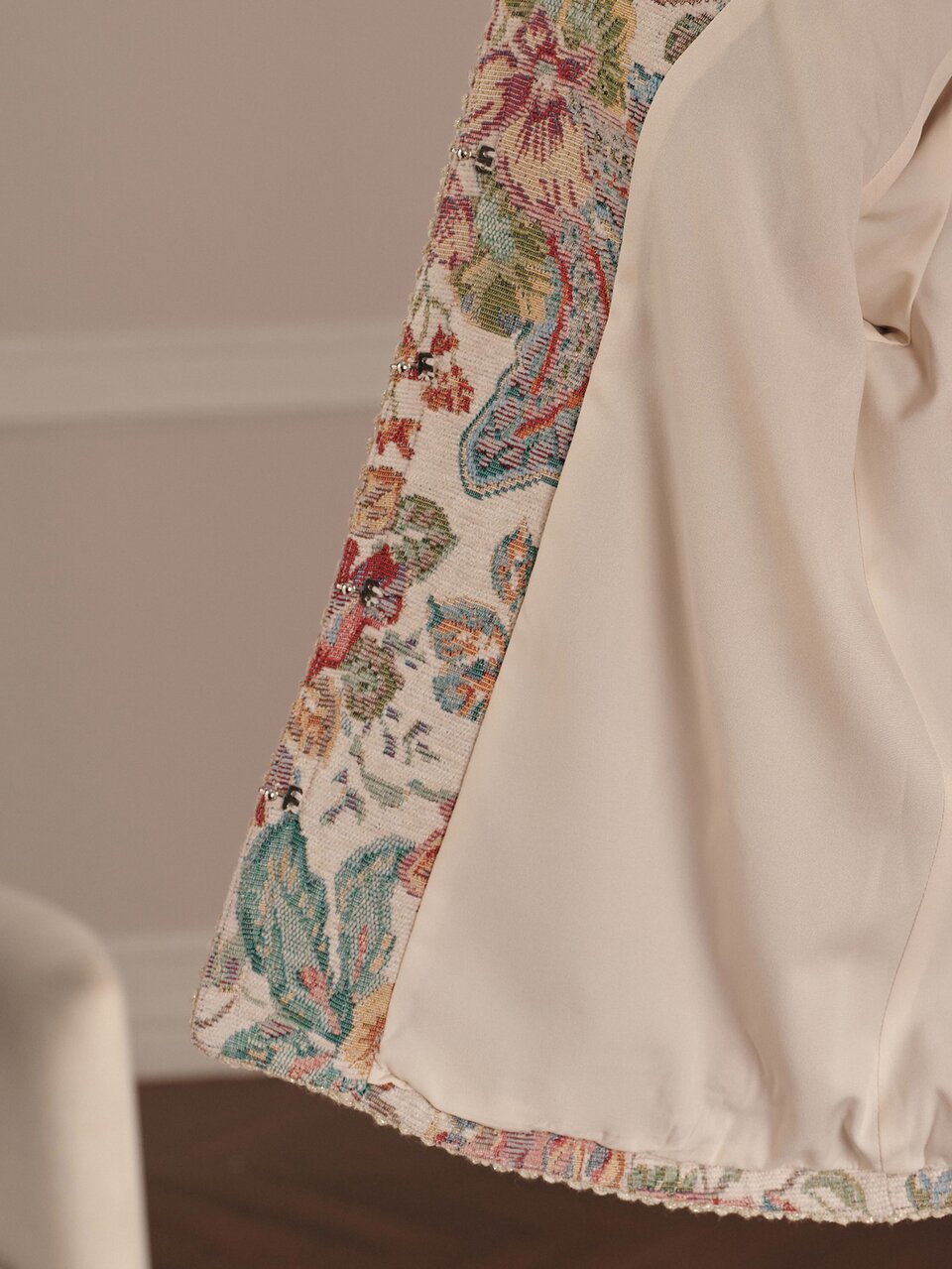 Women's New Autumn/Winter Long Sleeve Jacquard Jacket Beige Blazer Coat