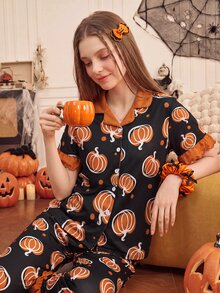 Provexi Provexi Set Piyama Wanita Motif Halloween - MultiWarna - View 4