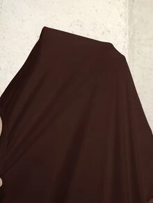 SHEIN LUNE 大尺碼女款純色圓領短袖不對稱下擺休閒T恤 - 咖啡棕 - 查看 7