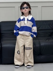 Transformers Evergreen X DAZY Young Boy Casual Daily Denim Jeans With Pocket And Letter Pattern - Khaki - View 2