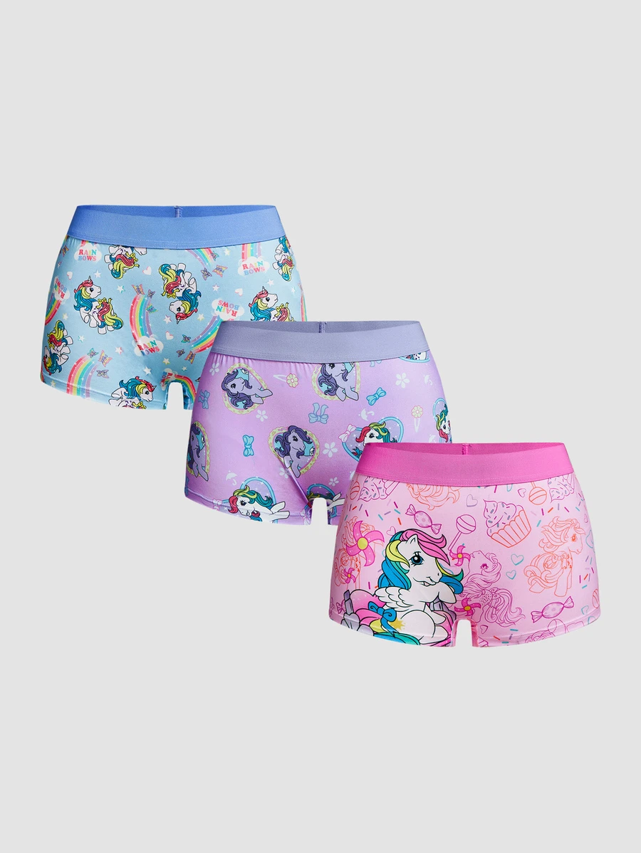 Chillnights My Little Pony X SHEIN 3 قطع/مجموعة سراويل داخلية نسائية بطبعة كرتونية - متعدد الألوان - مشاهدة 1