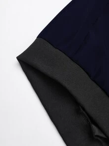 Manfinity Homme 男士字母貼布長袖拉鍊休閒棒球夾克 - 藏蓝色 - 查看 7