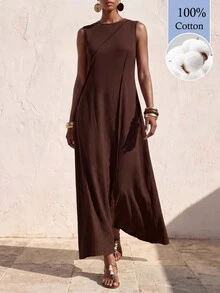 Zivah Women's Solid Color Casual Party Dress - Brown - View 4