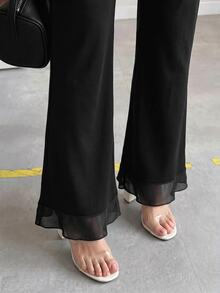 SHEIN Clasi 大尺碼時尚日常喇叭褲 商務辦公 - 黑色 - 查看 7