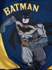 BATMAN X SHEIN Sweatshirt Anak Laki-Laki Usia Remaja dengan Motif Kartun Patchwork Blok Warna - MultiWarna - View 5