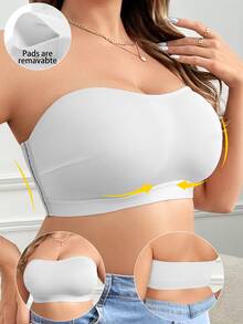 SHEIN 大尺碼無肩帶側扣式胸罩 1件裝 - 白色 - 查看 3