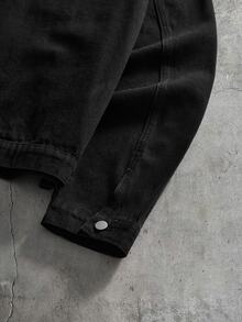 AXEPEAK Jaket Pria Warna Hitam Abu-abu dengan Resleting dan Kancing - Hitam - View 4