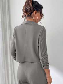 Firerie Shawl Neck Solid Black Blazer In Fall/Winter - Grey - View 2