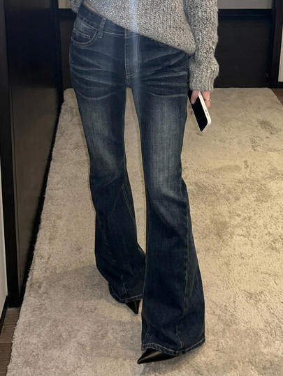 DAZY Women's Washed Slim Fit Flattering Stretch Flare Jeans, Elegant Fall