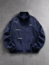 PAVTROS Men's Frog Button Design Long Sleeve Casual Loose Fit Jacket