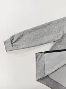 SHEIN LUNE Setelan Olahraga Kasual Longgar Kerah Tegak Terbaru untuk Wanita, Cocok untuk Sehari-hari, Bepergian, dan Berolahraga - Grey - View 7