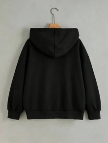 Resyla 女款戶外上衣 秋冬新款 戶外度假穿搭 黑色 格紋 馬刺繡 雙層連帽設計 女款雙層連帽衛衣 - 黑色 - 查看 2