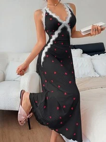 Napfluff 女款蕾絲睡裙，性感高端奢華風居家服 - 黑色 - 查看 5