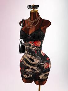 Amplova Women's Sexy Street Lace Cup Design Mini Dress - Black - View 3
