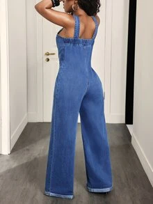 Slaydiva Comfortable Fashion Casual Women's Denim Overalls And Jumpsuits - Blue - View 2