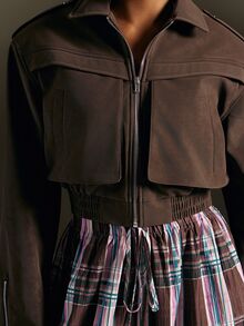 Hauture Women's Street Fashion Long Sleeve Zip-Up Jacket - Brown - View 6