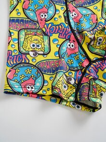 SpongeBob SquarePants | SHEIN Men's Letter Waistband Cartoon Print Casual Boxer Briefs - Multicolor - View 6