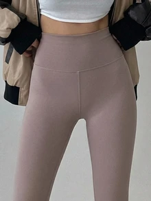 DAZY Women's Solid Color Elastic Slim Fit Short High Waist Leggings Black Athleisure All Season Fall - Brown - View 4