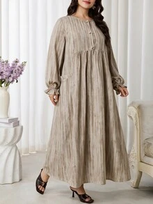 Al Najma Plus Size Women's Arabian Dress - Apricot - View 4