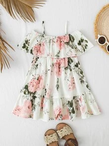 SHEIN Baby Girl & Mom Matching Floral Print Vacation Dress - Baby Pink - View 3