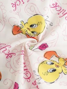 LOONEY TUNES X SHEIN Baby Girl Letter Cartoon Print Short Sleeve Top And Long Pants Casual Daily Home Sleepwear Set - Multicolor - View 6