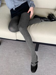 Dazy Tall Women's Fitted Polka Dot Casual Leggings Fall - Grey - View 4
