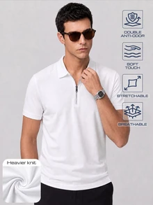 TekDrob Regular Polo With Front Half Zip - White - View 1