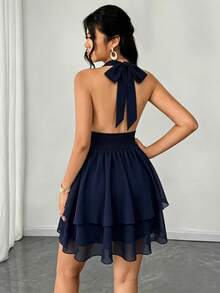 Women Mini Dresses - Navy Blue - View 4