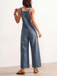 Bohemela Women's Street Style Colorblock Pocket Denim Overalls Work Outfits For Women - Light Wash - View 2