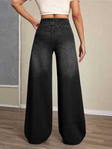 Kids Tween Girl High Waist Casual Versatile Daily Wear Denim Long Pants - Black - View 2
