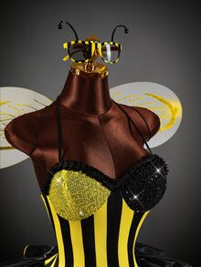 Amplova Women's Yellow & Black Striped Waist-Cinching A-Line Mini Dress - Yellow - View 2