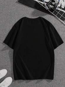 Manfinity ZONE917 Men's Spider Pattern Printed Crew Neck Short Sleeve T-Shirt - Black - View 2
