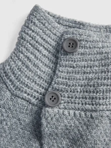 ROMWE Cardigan Wanita Gaya Kampus Kasual Serbaguna dengan Plaket Asimetris Vintage Y2K Musim Gugur/Dingin - Light Grey - View 3