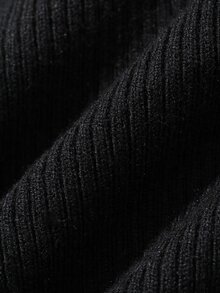 DAZY Women's Solid Color Halter Neck Fitted Knit Top - Black - View 8