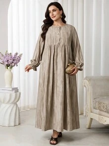 Al Najma Plus Size Women's Arabian Dress - Apricot - View 7