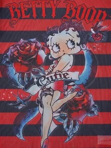 Betty Boop x SHEIN 女款字母卡通印花休閒日常穿搭上衣 - 紅色和黑色 - 查看 8