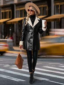 SHEIN Clasi Women's Autumn/Winter Shearling Jacket - Black - View 4