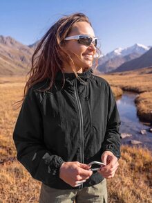 In My Nature Women's Solid Color Zipper Casual Daily Sun Protection Jacket - Black - View 5