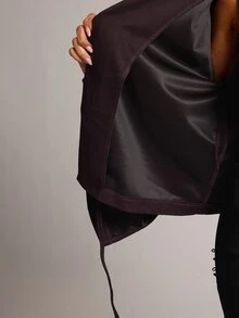 SHEIN BAE Jaket Lengan Panjang Wanita Warna Polos Kasual Elegan Serbaguna untuk Sehari-hari, Kantor, Cokelat Tua, Musim Gugur - Red Violet - View 8