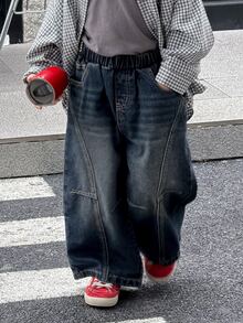 Dazy Kids Young Boy Casual Washed Wide Leg Denim Jeans Fall - Blue - View 5