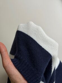 Muchica Minimalist Fashionable Sporty Color Block Striped Knit Sweater Set - Blue and White - View 8