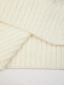 Mistrie Autumn/Winter Cozy Brown Coffee Fluffy Knit Set, Argyle Cable Knit Fitted Cropped Top & Tight Knit Shorts 2 Pieces Set - Beige - View 11